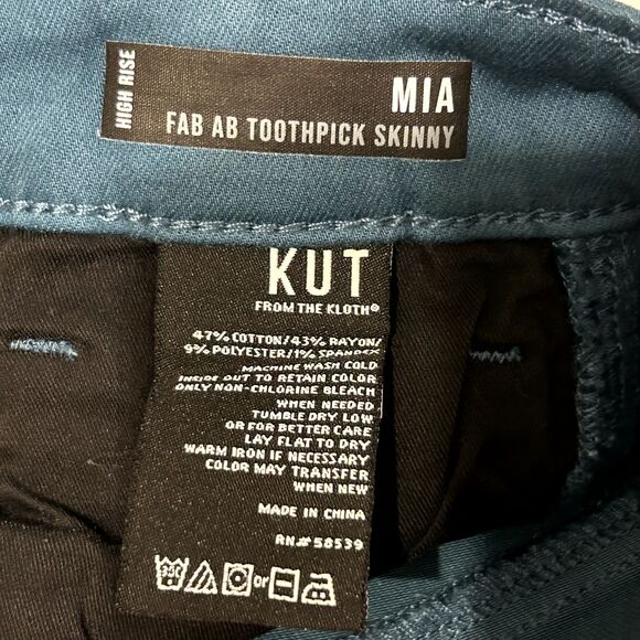 New KUT FROM THE KLOTH High Rise Mia Toothpick Skinny Jeans 8 Ocean Blue Jeans - Picture 3 of 16